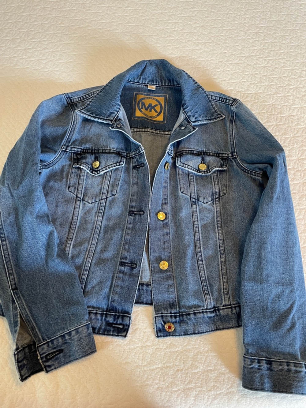 Michael Kors Blue Denim Jean Jacket with Gold Buttons
